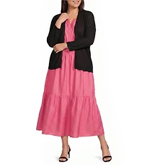 Investments Plus Size 3/4 Dolman Sleeve Open Front Cardigan