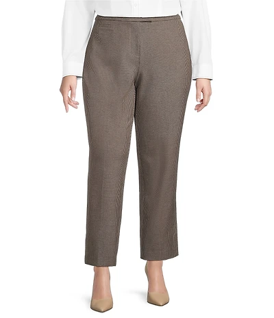 Investments Plus Size 5TH AVE Fit Houndstooth Straight Leg Pants