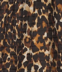 Investments Plus Size Autumn Animal Print Short Ruffle Sleeve Split-V Neck Blouse