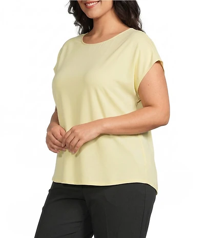 Investments Plus Size Cap Sleeve Boat Neck Rory Knit Tee