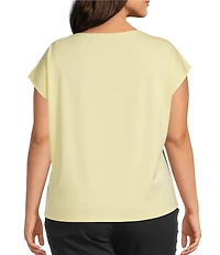 Investments Plus Size Cap Sleeve Boat Neck Rory Knit Tee