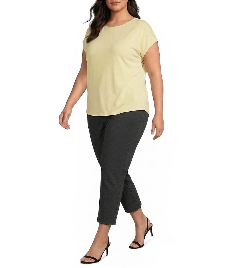 Investments Plus Size Cap Sleeve Boat Neck Rory Knit Tee