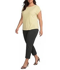 Investments Plus Size Cap Sleeve Boat Neck Rory Knit Tee