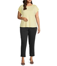 Investments Plus Size Cap Sleeve Boat Neck Rory Knit Tee