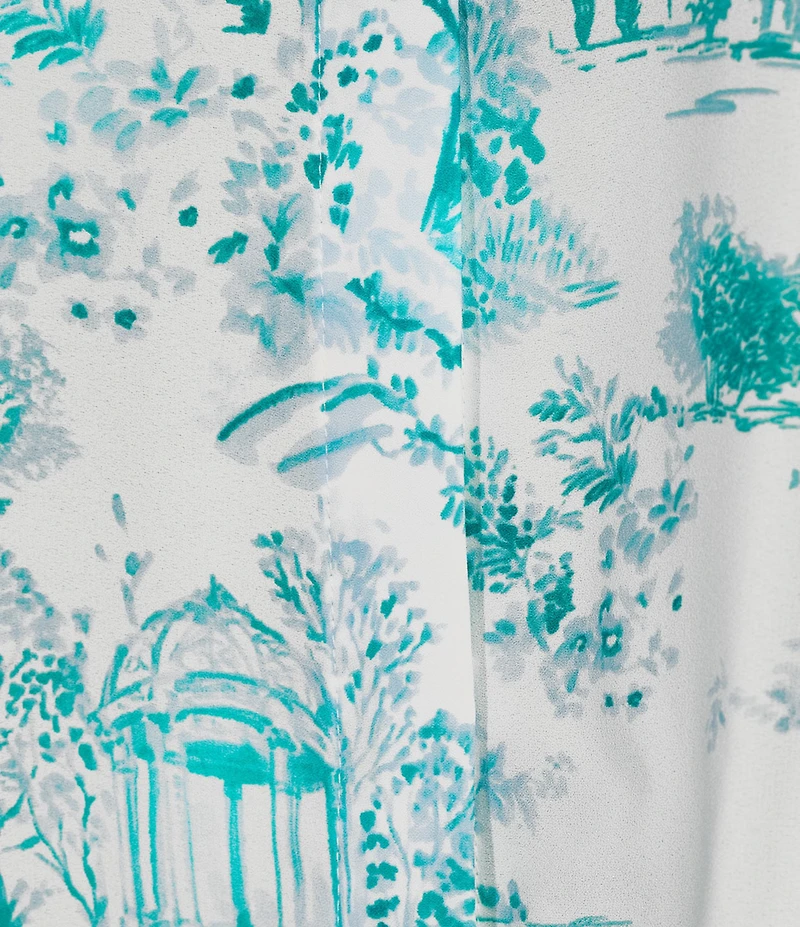 Investments Plus Size Caroline Signature Painted Toile V-Neck 3/4 Sleeve Button Front Blouse