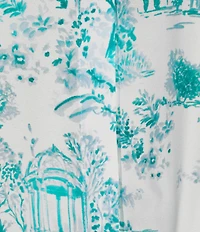 Investments Plus Size Caroline Signature Painted Toile V-Neck 3/4 Sleeve Button Front Blouse