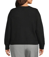 Investments Plus Size Charlotte Crew Neck Long Sleeve Button Front Cardigan