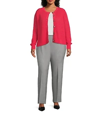 Investments Plus Size Charlotte Crew Neck Long Sleeve Button Front Cardigan