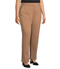 Investments Plus Size Coca Mocha Heather Seamed Waist Straight Leg Pants