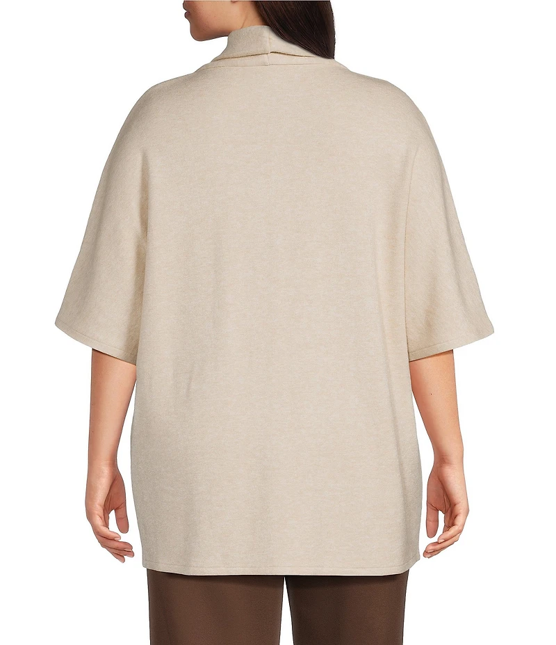 Investments Plus Size Elbow Sleeve Open Front Knit Cardigan