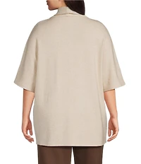 Investments Plus Size Elbow Sleeve Open Front Knit Cardigan