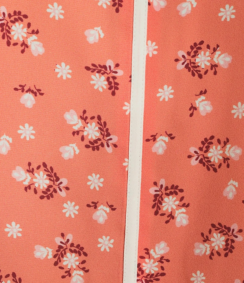 Investments Plus Size Geo Bouquet Mixed Print 3/4 Sleeve Split Round Neck Blouse