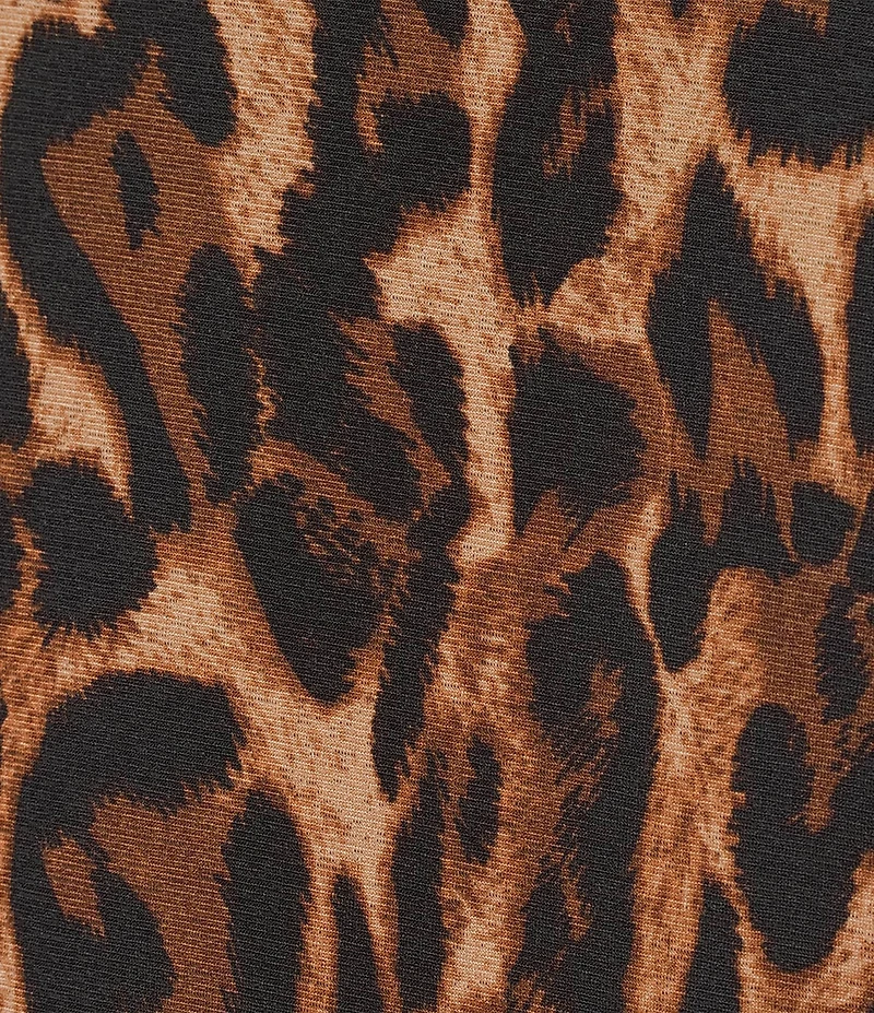Investments Plus Size Knit Animal Print Elbow Length Sleeve Crew Neck Top