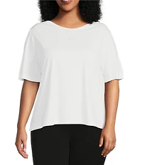Investments Plus Size Knit Short Sleeve Ballet Neck Top