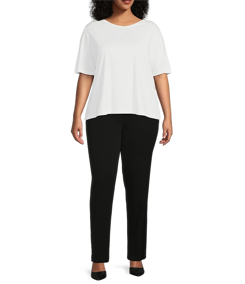 Investments Plus Size Knit Short Sleeve Ballet Neck Top