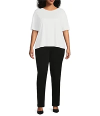 Investments Plus Size Knit Short Sleeve Ballet Neck Top