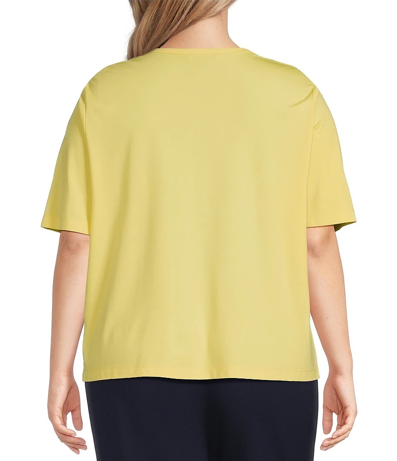 Investments Plus Size Knit Short Sleeve Ballet Neck Top