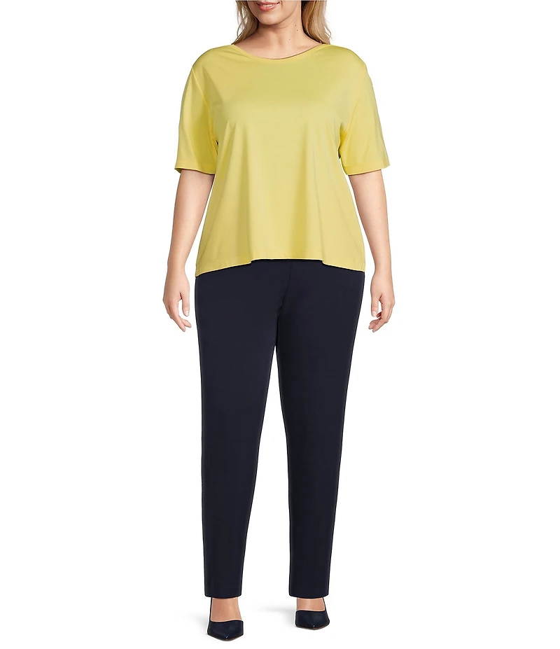 Investments Plus Size Knit Short Sleeve Ballet Neck Top