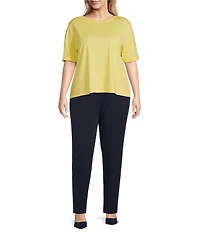 Investments Plus Size Knit Short Sleeve Ballet Neck Top