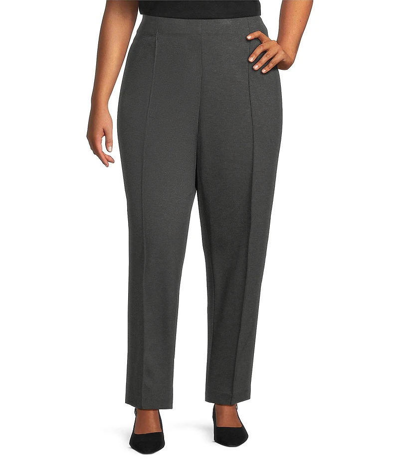 Investments Plus Size Medium Gray Heather Pintuck Slim Leg Pants