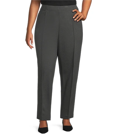 Investments Plus Size Medium Gray Heather Pintuck Slim Leg Pants