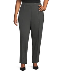 Investments Plus Size Medium Gray Heather Pintuck Slim Leg Pants