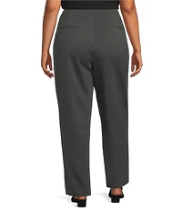 Investments Plus Size Medium Gray Heather Pintuck Slim Leg Pants