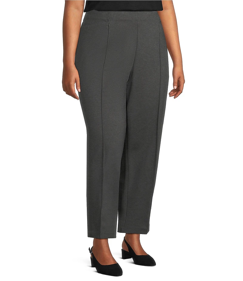 Investments Plus Size Medium Gray Heather Pintuck Slim Leg Pants