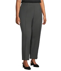 Investments Plus Size Medium Gray Heather Pintuck Slim Leg Pants