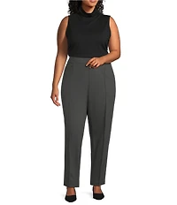 Investments Plus Size Medium Gray Heather Pintuck Slim Leg Pants
