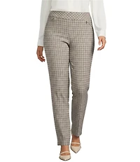 Investments Plus Size Neutral Plaid the PARK AVE fit Stretch Straight Leg Pants