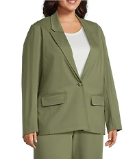 Investments Plus Size Performance Traveler Long Sleeve One Button Notch Lapel Blazer