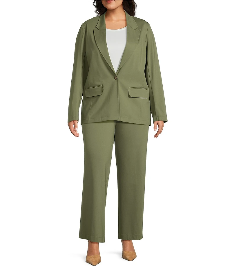 Investments Plus Size Performance Traveler Long Sleeve One Button Notch Lapel Blazer