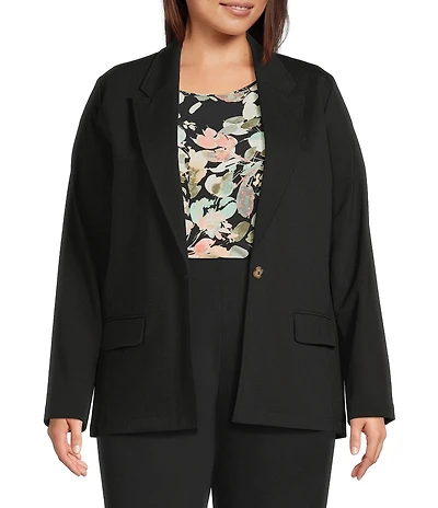 Investments Plus Size Performance Traveler Long Sleeve One Button Notch Lapel Blazer