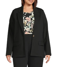 Investments Plus Size Performance Traveler Long Sleeve One Button Notch Lapel Blazer