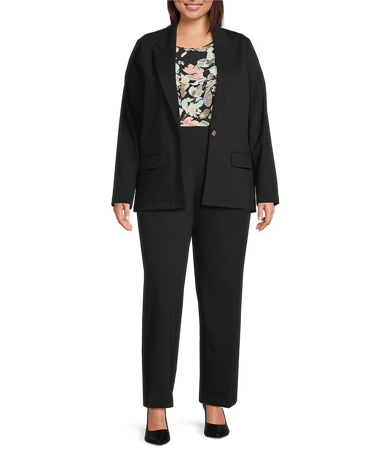 Investments Plus Size Performance Traveler Long Sleeve One Button Notch Lapel Blazer
