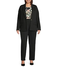 Investments Plus Size Performance Traveler Long Sleeve One Button Notch Lapel Blazer