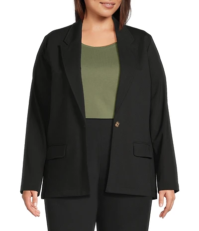 Investments Plus Size Performance Traveler Long Sleeve One Button Notch Lapel Blazer
