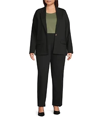Investments Plus Size Performance Traveler Long Sleeve One Button Notch Lapel Blazer