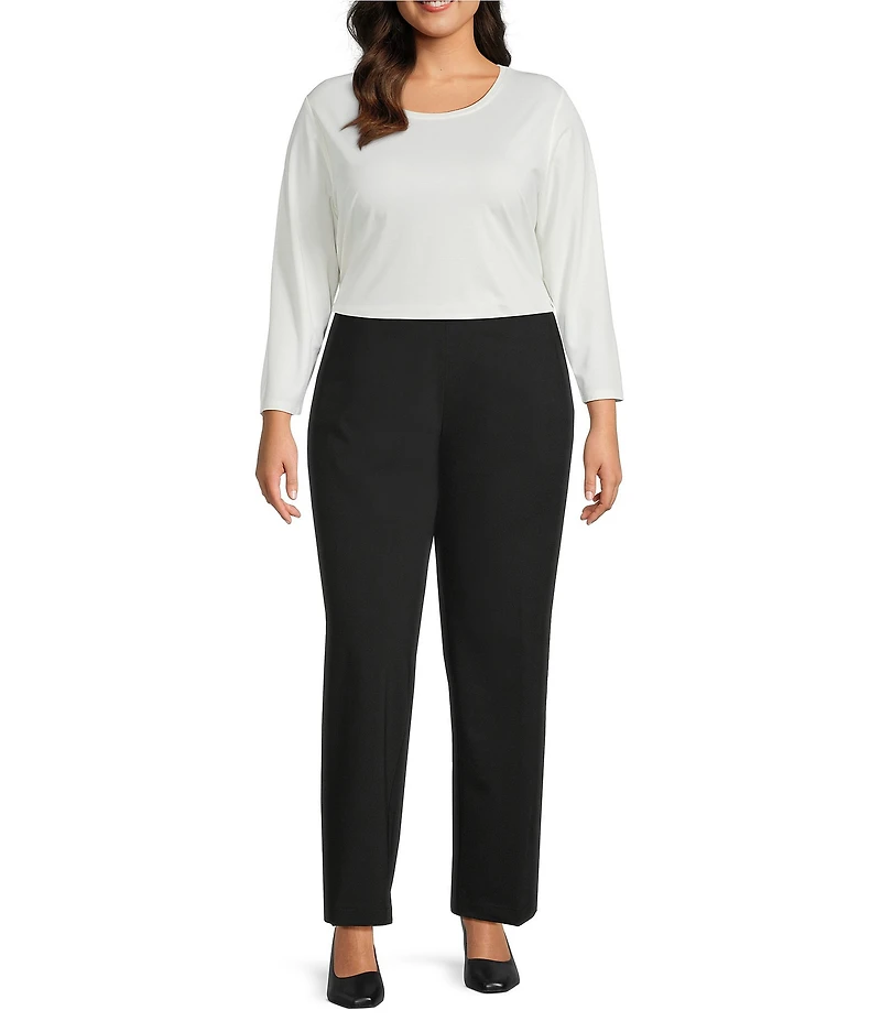 Investments Plus Size Performance Traveler Pull On Straight Leg Pants