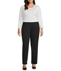 Investments Plus Size Performance Traveler Pull On Straight Leg Pants