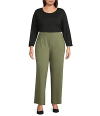 Investments Plus Size Performance Traveler Pullover 3/4 Sleeve Scoop Neck Top