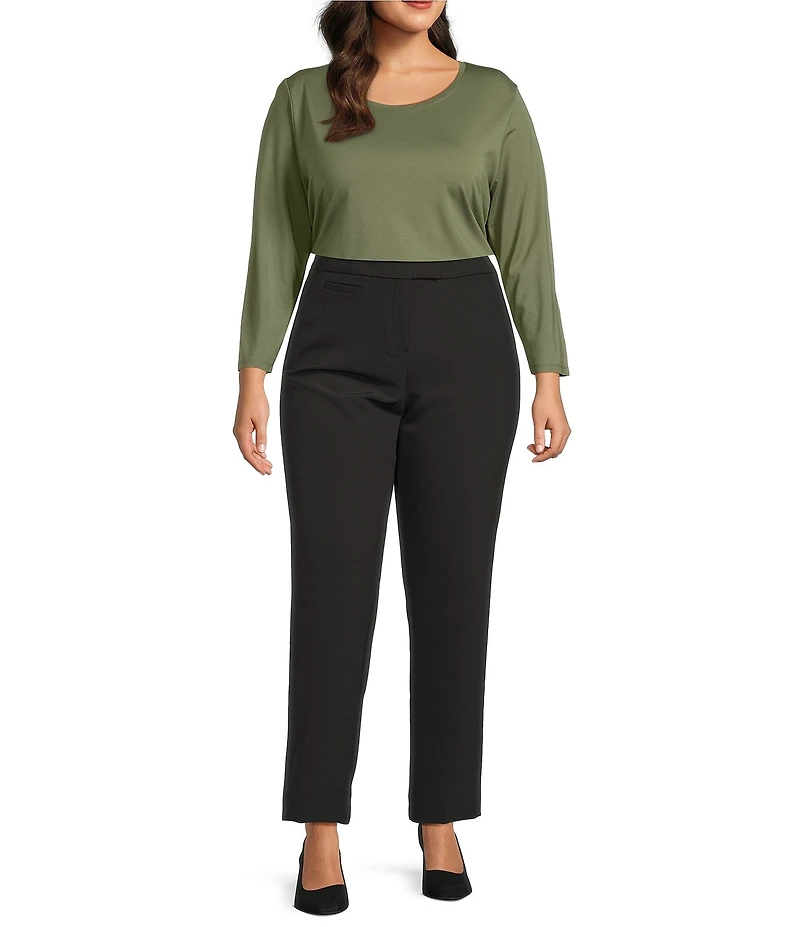 Investments Plus Size Performance Traveler Pullover 3/4 Sleeve Scoop Neck Top