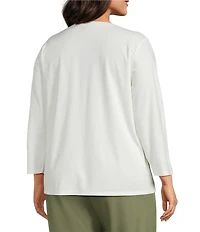 Investments Plus Size Performance Traveler Pullover 3/4 Sleeve Scoop Neck Top