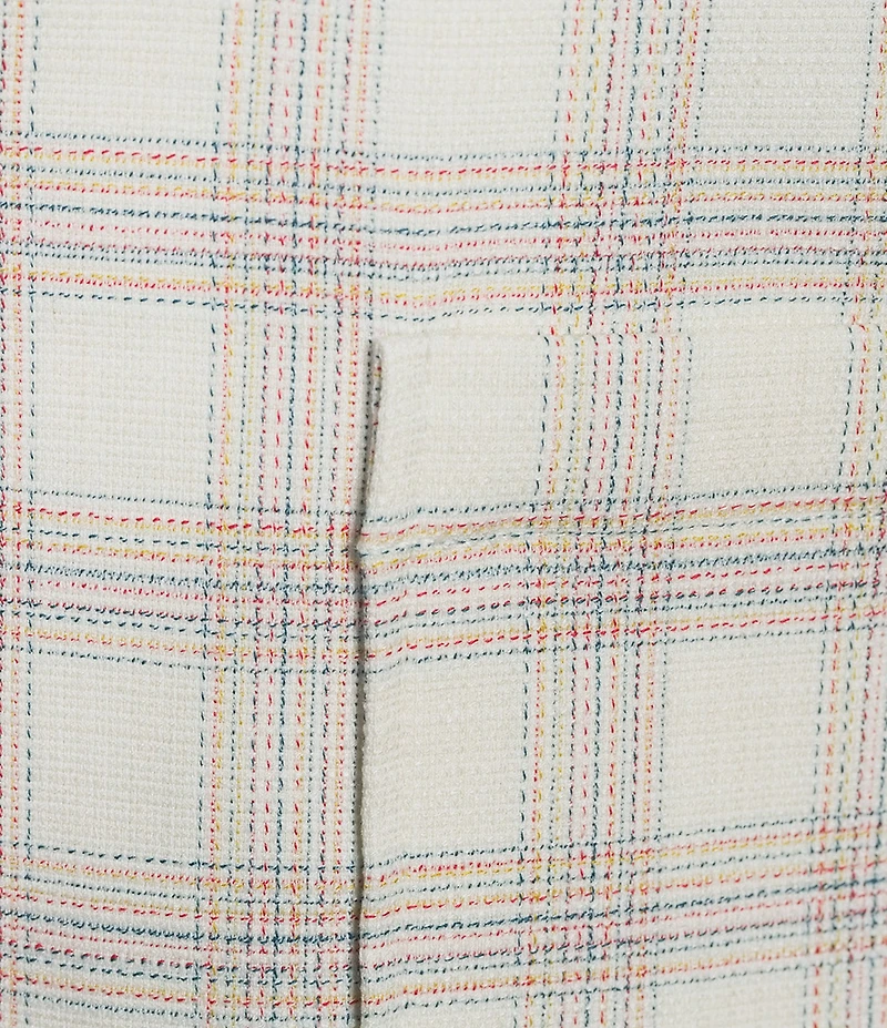 Investments Plus Size Plaid 3/4 Ruched Sleeve Notch Lapel Lined Button Front Blazer