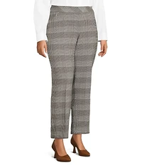 Investments Plus Size Plaid PARK AVE fit Stretch Straight Leg Pants