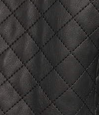 Investments Plus Size Platinum Suiting Quilted Genuine Lamb Leather Point Collar Button Front Long Sleeve Jacket