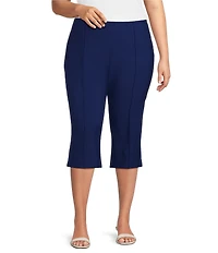 Investments Plus Size Pull-On Pintuck Capri Pants
