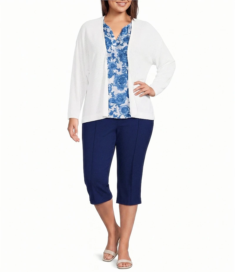 Investments Plus Size Pull-On Pintuck Capri Pants