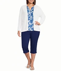 Investments Plus Size Pull-On Pintuck Capri Pants